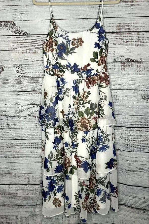 Lulus Romantic Visionary White Floral Sleeveless Tiered Midi Dress-LG - Image 4