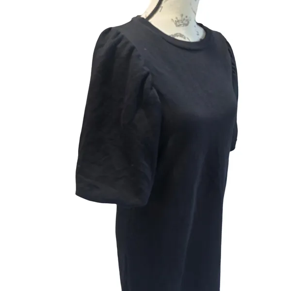Zara Black Mini Dress Short Puff Sleeve Crew Neck Casual Comfy‎ Women's Small - Image 2