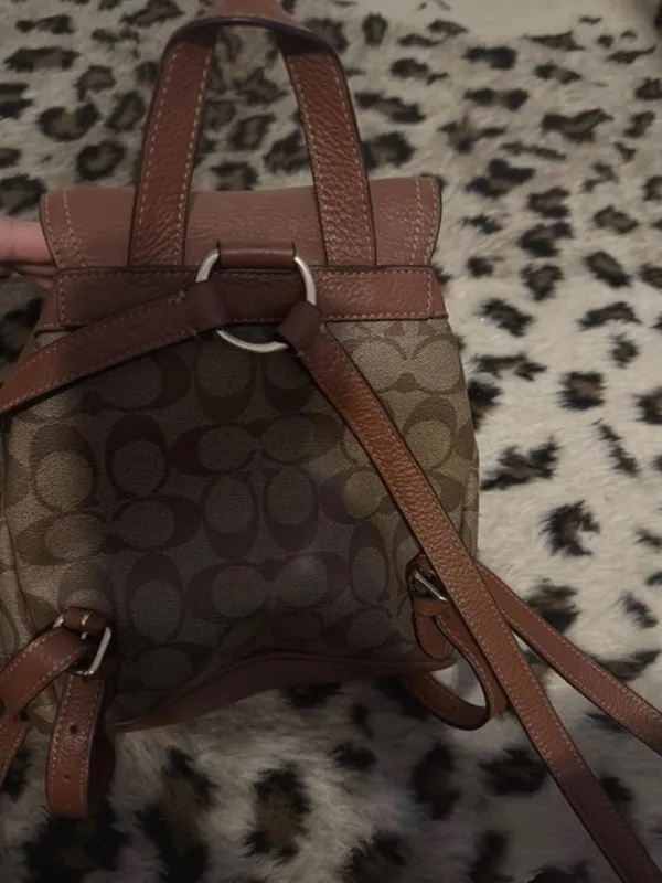 Coach Brown Signature Canvas and Leather Mini Backpack - Image 2