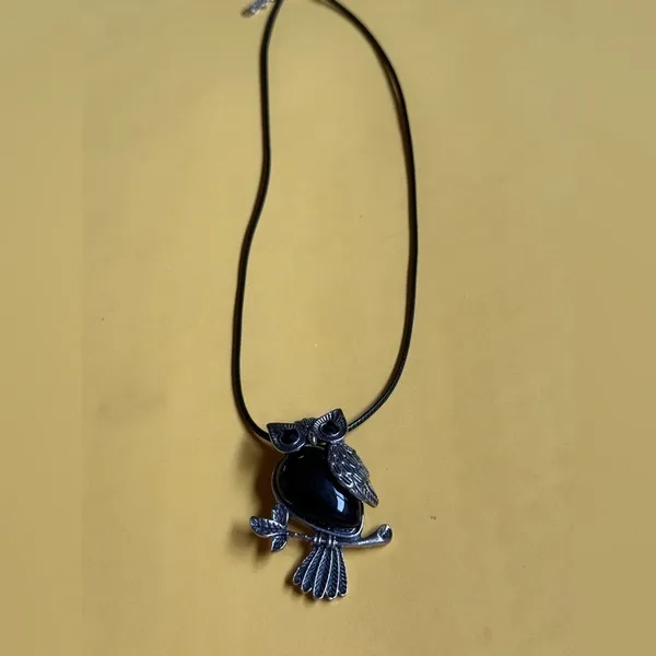 Men's Black Leather Necklace - Image 3