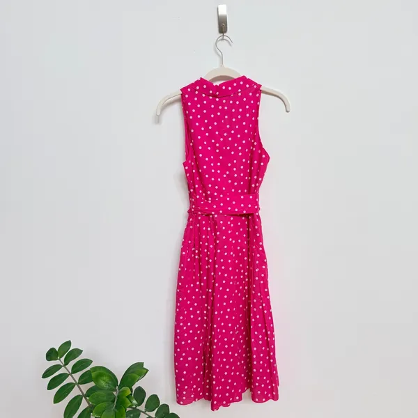 Jones Studio Pink Polka Dot Sleeveless Faux Wrap‎ Dress Size 4 - Image 3