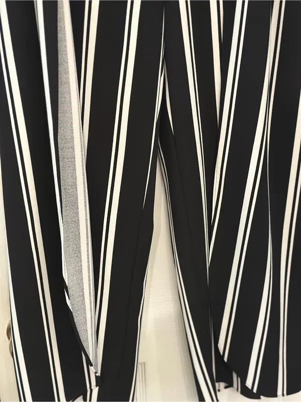 Boston Proper Black and White Vertical Stripe Wide-Leg Pants - Image 7