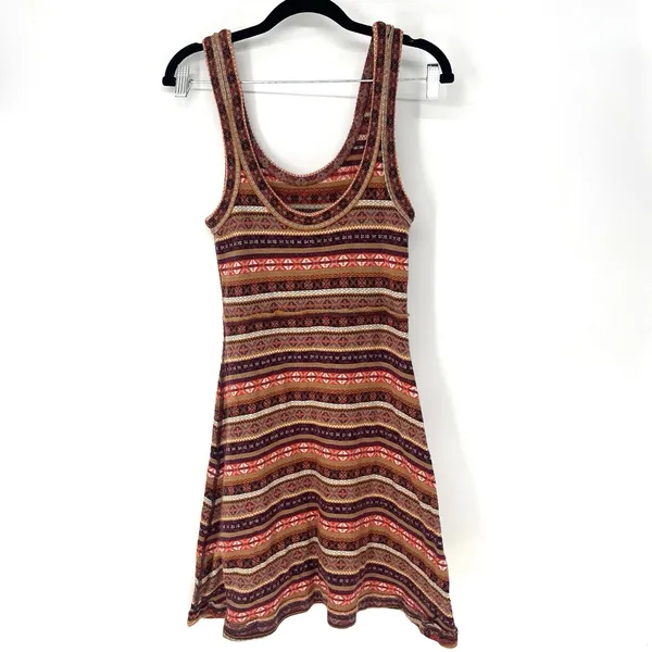 Free People Fair Isle Sweater Tank Dress Burgundy Multicolor Women's Medium - Image 7