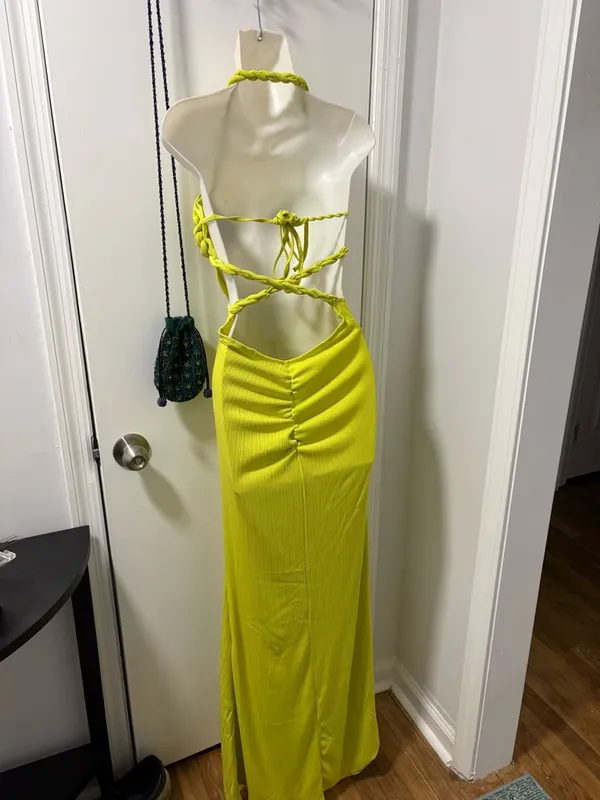 Chartreuse green strappy maxi dress - Image 6