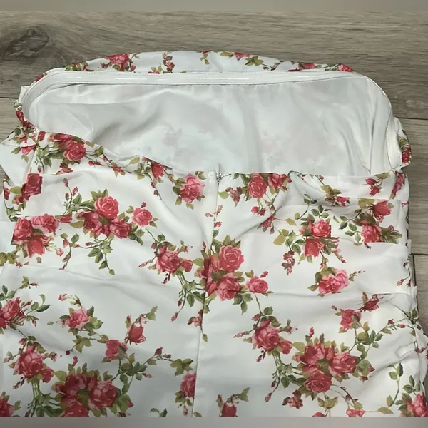 Mini Dress Y2K Strapless Size M Floral Print White Pink - Image 5
