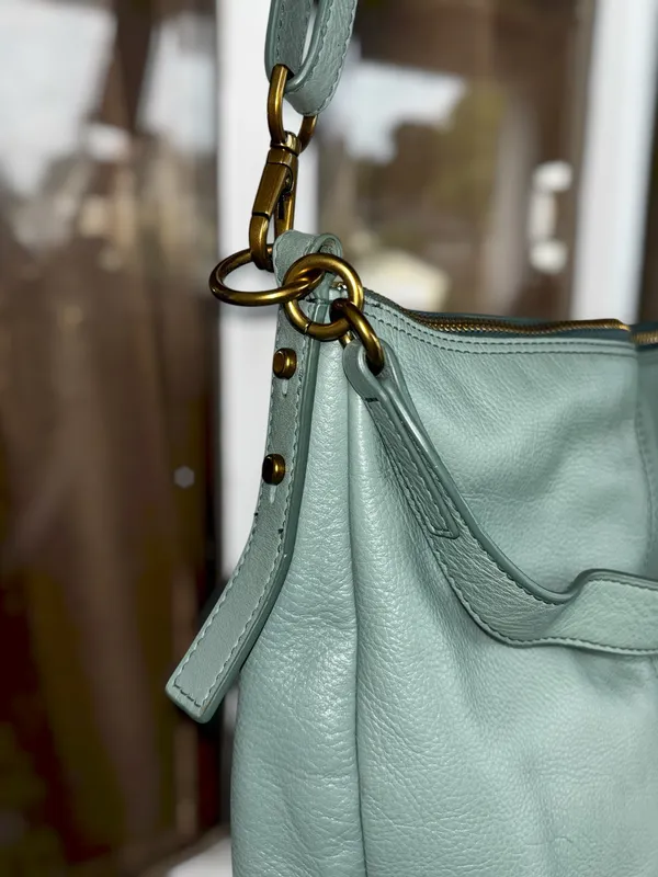 Fossil Jolie Hobo Crossbody Bag One Size Sage Green Cow Hide Leather Boho - Image 4