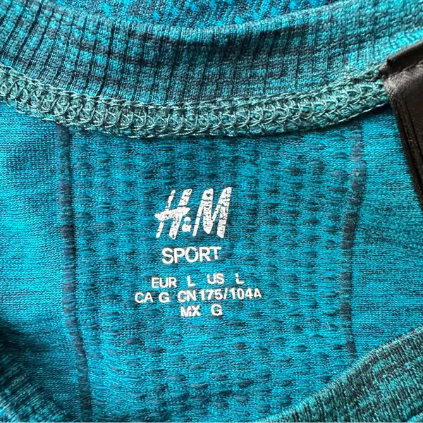 H&M Sport Large Teal Seamless Long Sleeve Activewear Workout Top Athleisure - Image 5