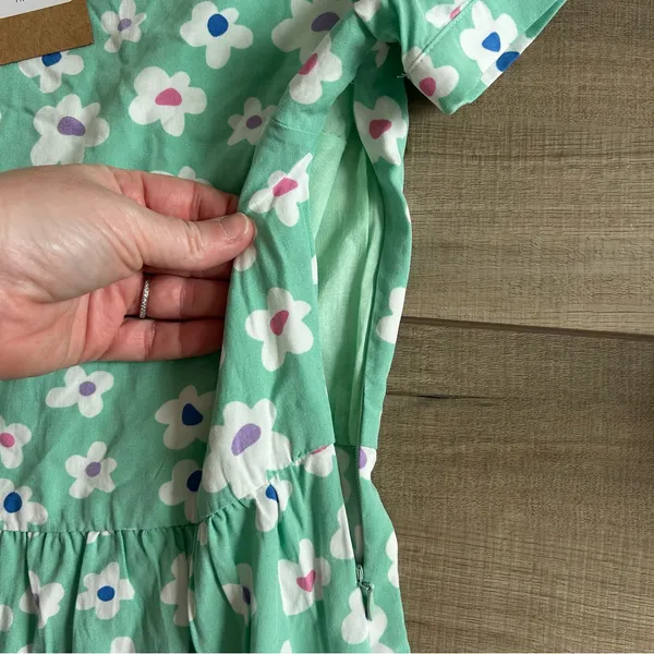 Sugarhill Brighton London Polly Maxi Tiered Dress Green Rainbow Daises NWT 6 - Image 9
