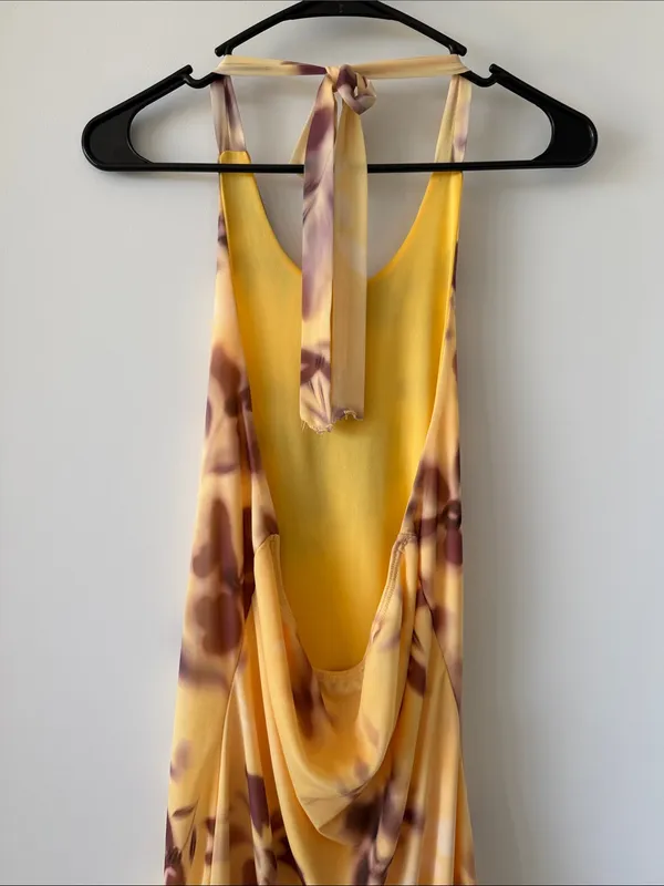 Blue Blush Yellow Floral Halter Mini Dress - Image 5