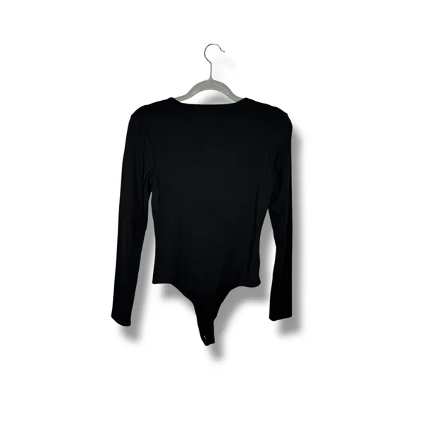 NUUDS Black Long Sleeve‎ Crew Neck Thong Bodysuit Women's Size M - Image 3