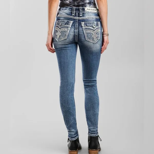 Rock Revival Beet Red Mid-Rise Skinny Stretch Jean - Image 2