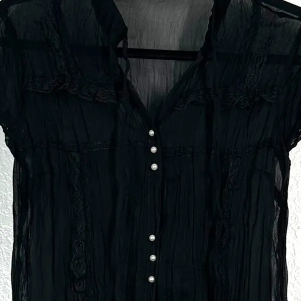 S Dress Babydoll Lace Sheer Minidress, 90s Grunge Slip Whimsy Goth Dark Regency - Image 3