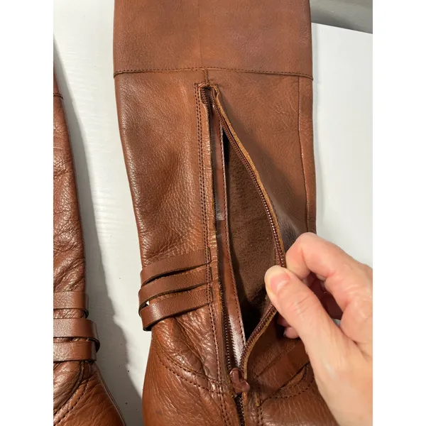 Lauren Ralph Lauren Sonya Cognac Brown‎ Leather Riding Boots Women 6B 802143440 - Image 9