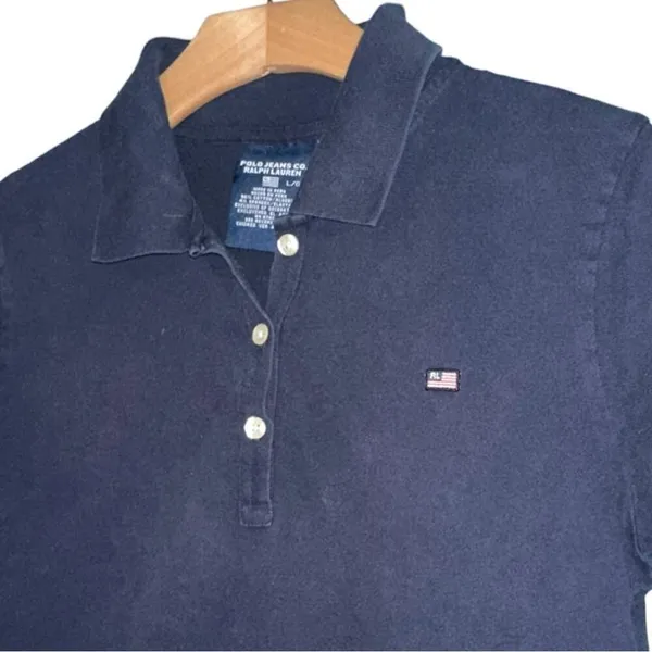 Ralph Lauren Polo Jeans Co Women’s Size L Navy Blue Short Sleeve Polo Shirt - Image 3