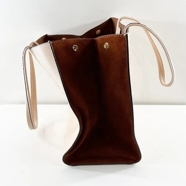 Banana Republic Leather Double Top Handle Tote Handbag Purse Blush Pink - Image 2