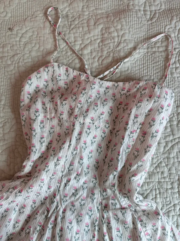 Flowing mini cotton sundress Pink - Image 3