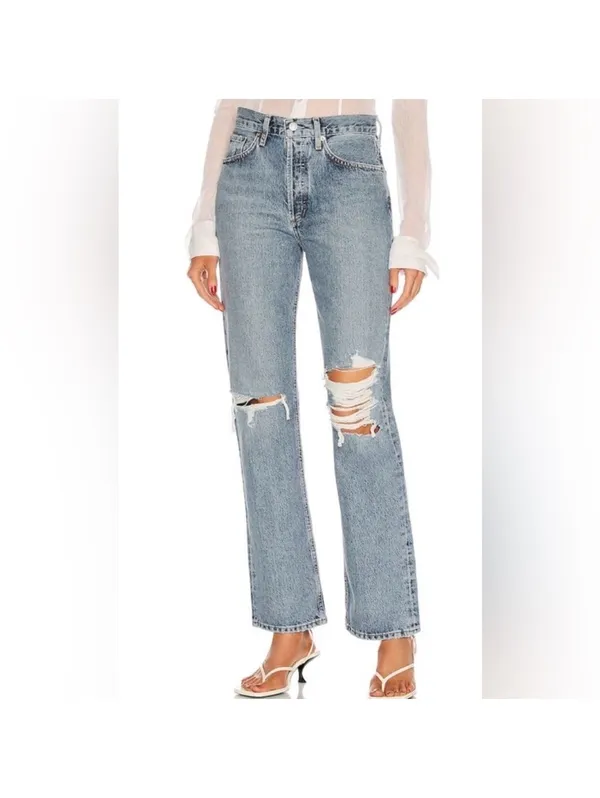 AGOLDE Agiles Lana Mid Rise Distressed Vintage Straight jeans women’s size 25 - Image 4