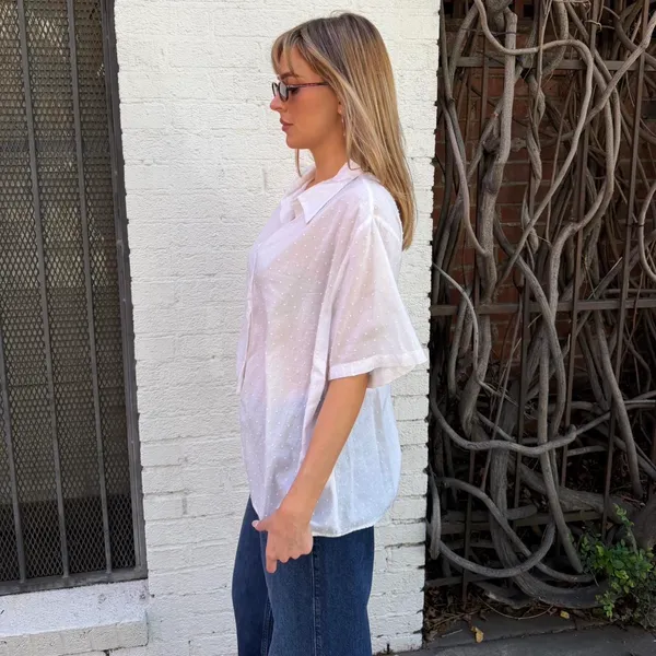 ALC women’s white textured classic button up shirt - Image 3