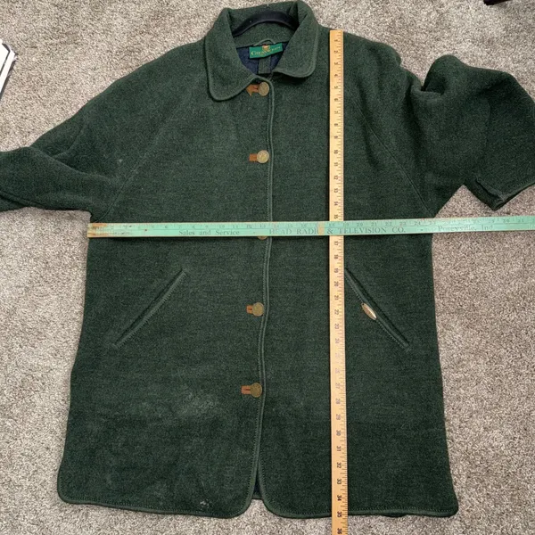 Giesswein Boiled Wool Coat Womens L Green Good Vintage Austrian Loden Jacket - Image 5