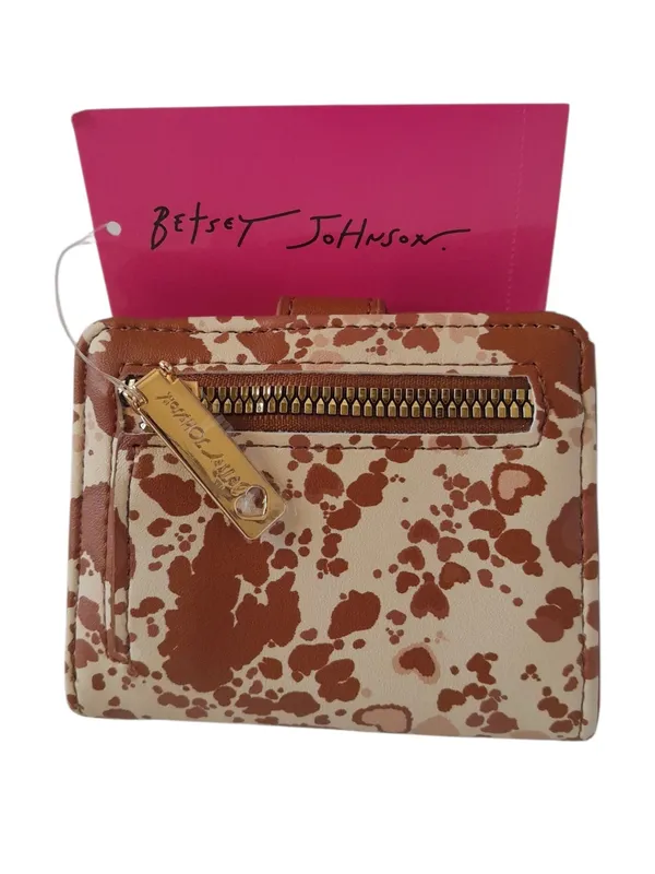 Betsey Johnson Brown Heart Cow Print Mini Wallet - Image 4