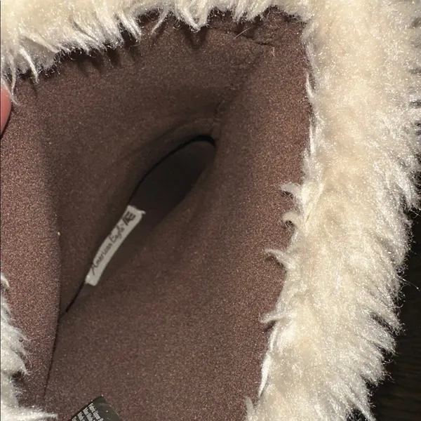 Vintage American Eagle Brown Faux Fur Lined Wedge Boots size 10 - Image 8
