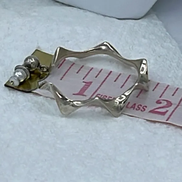 Silver plated dangle hoops organic shaped - Image 3