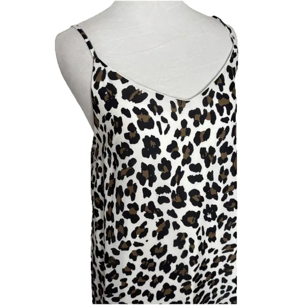 Pink Lily Spaghetti Strap Leopard Print Maxi V Neck Dress Size Small Side Split - Image 2
