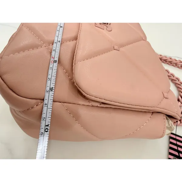 $159 Gilda Paris Small Quilted Shoulder Bag Blush Pink Chain Strap Logo cute - Image 5