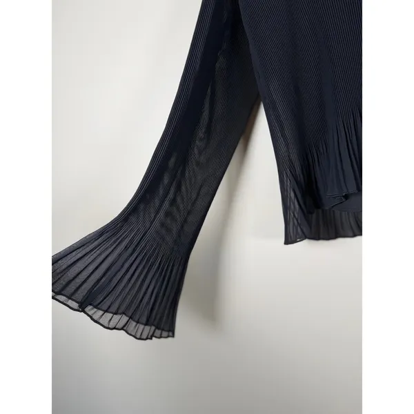 Madewell Pleated V-Neck Bell Sleeve Top Black Womens Medium Camisole‎ Lined goth - Image 3