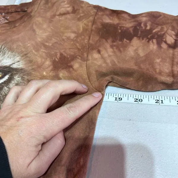 Vintage The Mountain Women's Tie-Dye Crew Neck Lion Graphic‎ shirt Brown Small - Image 7