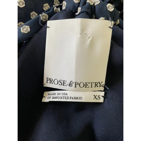 Prose & Poetry Navy Polka Dot Halter Dress Open Back Ruffle XS - Image 6
