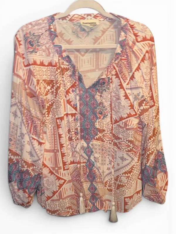 Savanna Jane Lg Multicolor Patterned Top Orange - Image 2