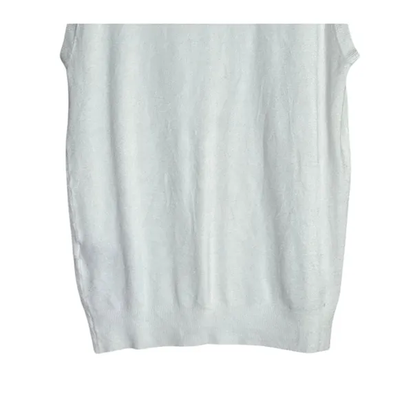 Zara Ribbed Hem Soft Knit Sleeveless Crew Neck Stretch Tank Top Small White - Image 7