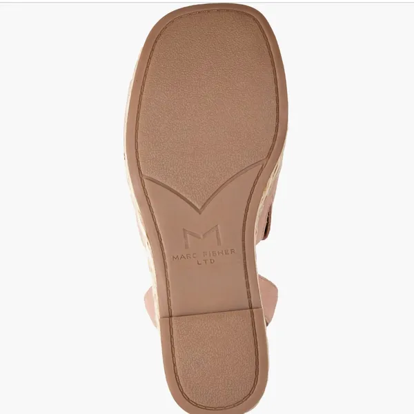 NEW MARC FISHER LTD Nelly Ankle Strap Wedge Sandal In LIGHT NATURAL 111 - Image 7