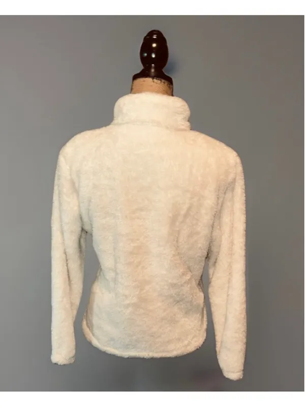 Women’s New Balance Teddy Size M Jacket Fleece Ivory Pullover 1/4 Zipper - Image 2