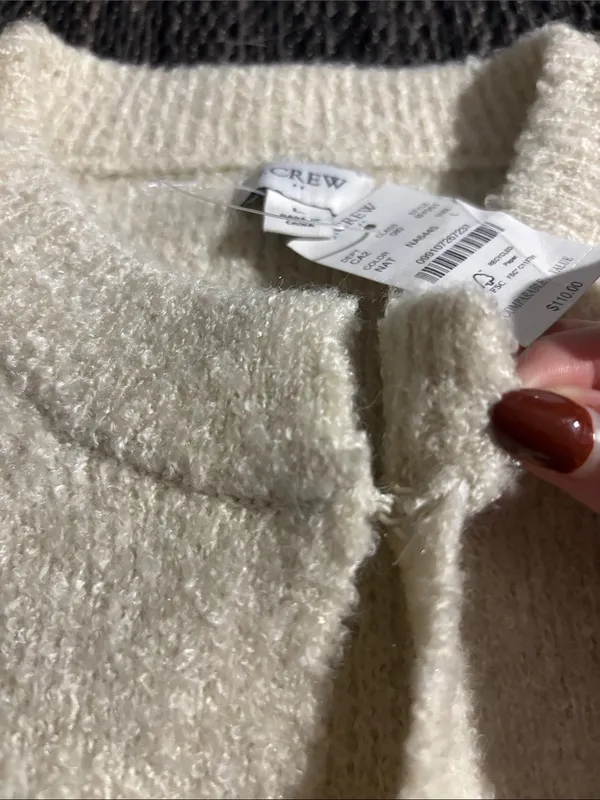 J. Crew Bouclé Lady Cardigan Sweater Wool Alpaca Blend Textured Cream Size Large - Image 5