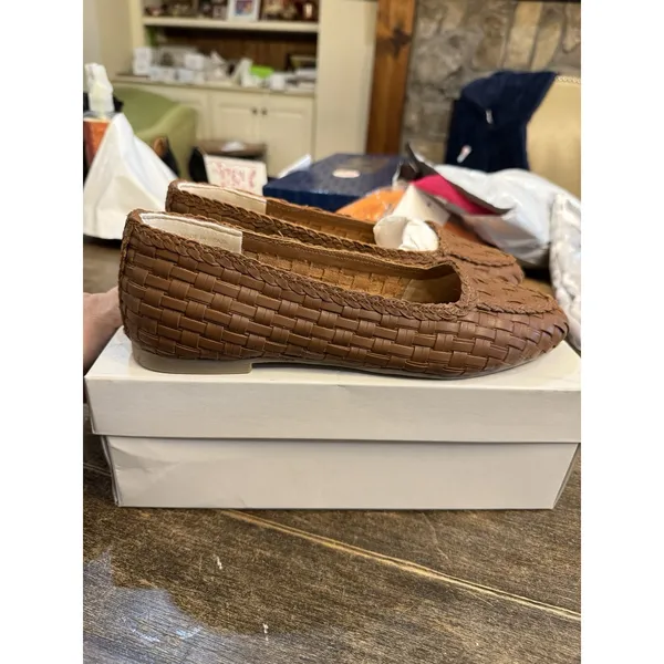 FS Lele Woven Loafers‎ Cognac Brown Brazilian Leather Flat Slip-On Size 9.5 - Image 4