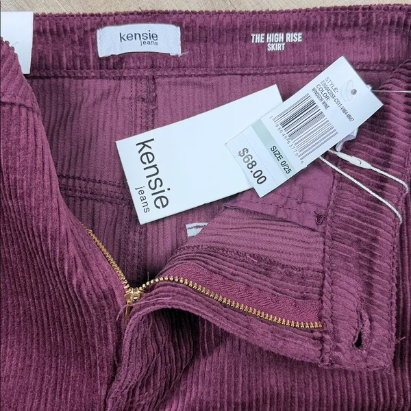 NWT‎ Kensie Burgundy Corduroy High Rise Mini Skirt Size 0/25 - Image 5