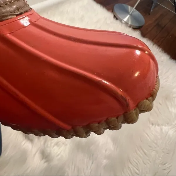 Jack Rogers Women's Size 6 Chloe Classic Rain Boot Tan Coral Lined Rubber - Image 7