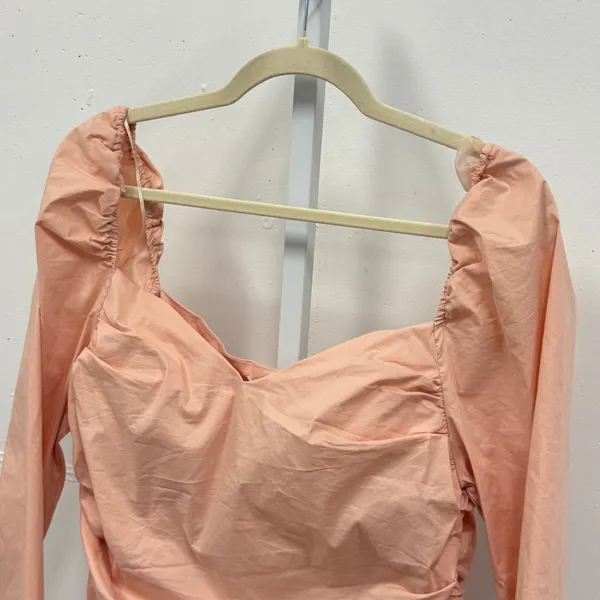 ASTR the Label‎ Blush Sweetheart Ruched Puff Long Sleeve Blouse Size XL Pink - Image 4