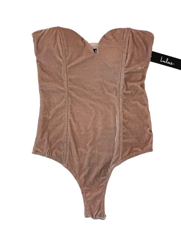 Lulu’s Luxurious Life Blush Pink Velvet Strapless Bodysuit - Image 5
