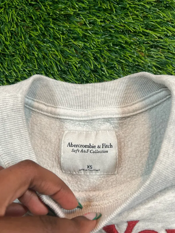 Abercrombie & Fitch New York NYC Graphic Cropped Sweatshirt Womens XS Gray - Image 3