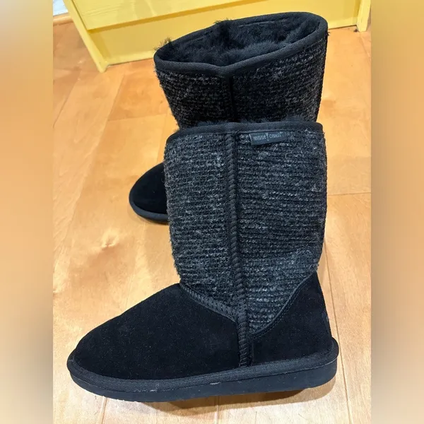 Minnetonka suede shearling snow boots black sz 9 - Image 3