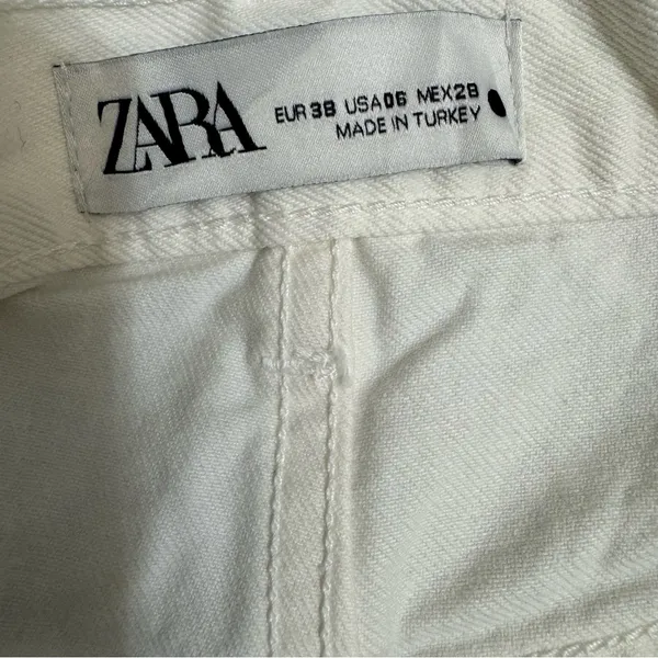 Zara The Petit Women Off White‎ Tapered High Rise Relaxed Fit Boho Jeans Size 6 - Image 10