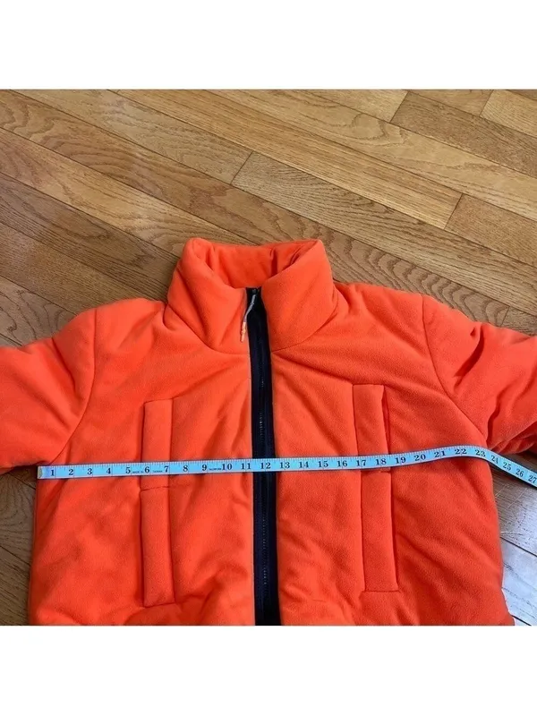 FP MOVEMENT Free People Neon Orange Puffer Fleece Jacket Cropped Insulated Sz L - Image 11