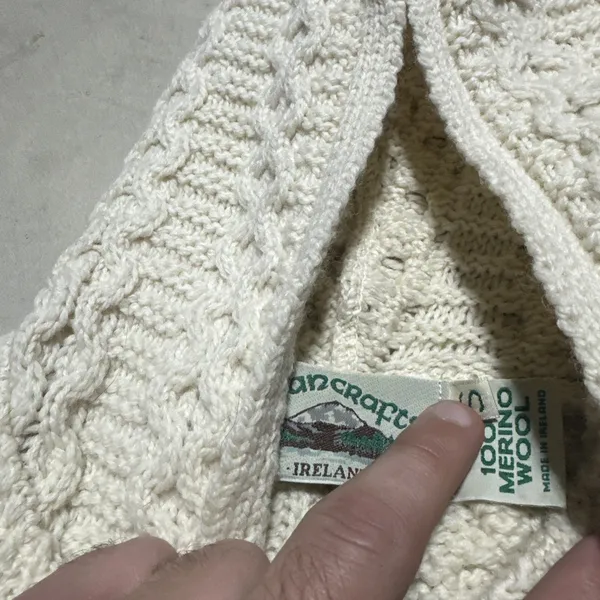 Aran Wool Knot Hooded Zip Up Sweater Women's SZ Small Merino Wool Fisherman - Image 2
