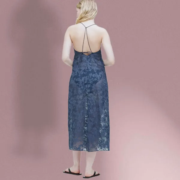 NWT Madewell Burnout Dusty Blue Floral Halter Cover-Up Midi Dress Sz Medium - Image 3