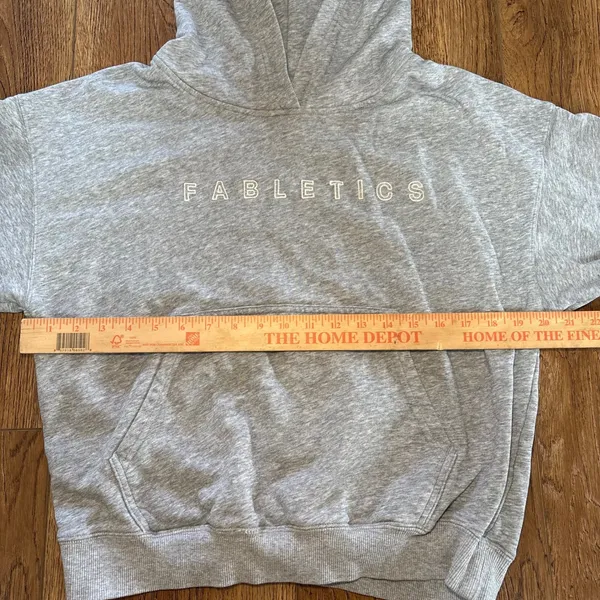 Fabletics Embroidered‎ Hoodie Gray Sweatshirt Womens Medium Athletic Activewear - Image 3