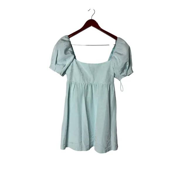 Alice + Olivia baby blue mini puff sleeve baby doll dress sz 6 - Image 2