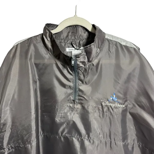 Walt Disney World Disneyland Resort Park XL/XXL Windbreaker Jacket Gray 1/4 Zip - Image 2